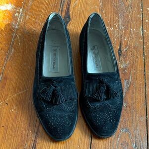Bruno Magli Black Suede Tassel Loafers Size 8.5